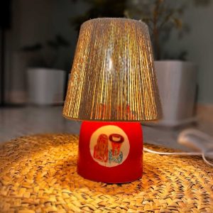 Home handmade ceramic desk lamp with hand painted design