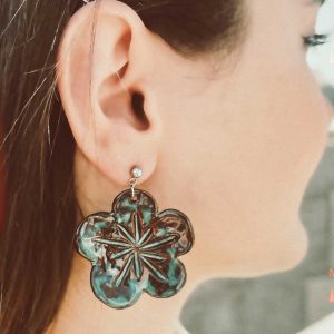 handmade flower earrings | henna clay glaze