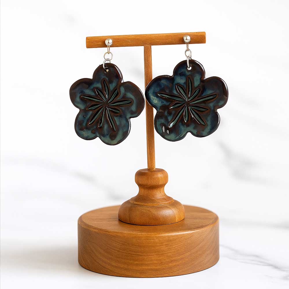 handmade flower earrings | henna clay glaze handmade flower earrings | henna clay glaze