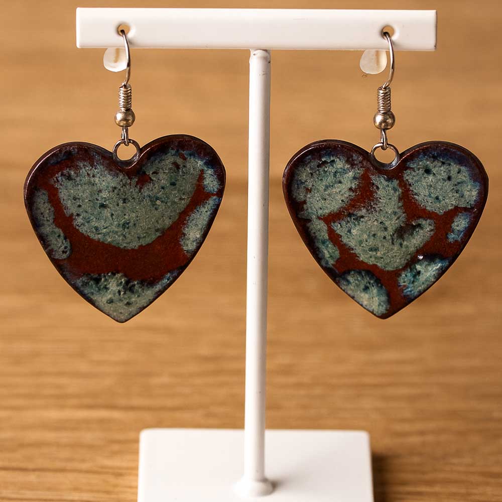 handmade ceramic heart earrings | henna clay glaze handmade ceramic heart earrings | henna clay glaze