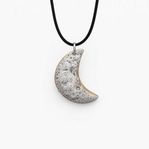 Home handmade ceramic moon necklace